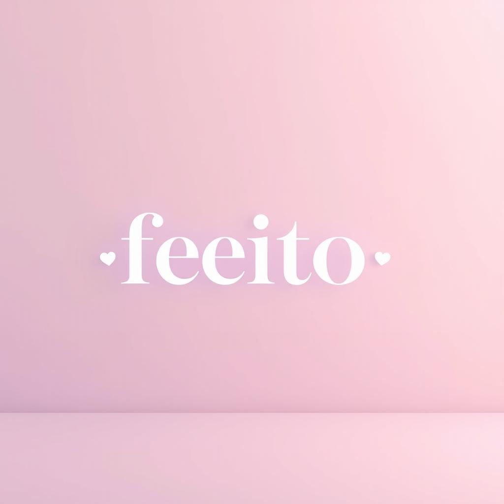 A minimalist and elegant scene featuring the word 'feito' prominently displayed in a stylish, modern font