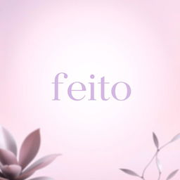 A minimalist and elegant scene featuring the word 'feito' prominently displayed in a stylish, modern font