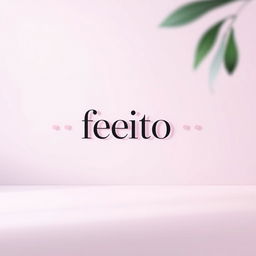A minimalist and elegant scene featuring the word 'feito' prominently displayed in a stylish, modern font