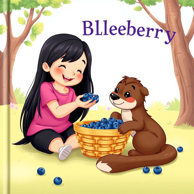 A charming children's book cover depicting a cute cartoon scene