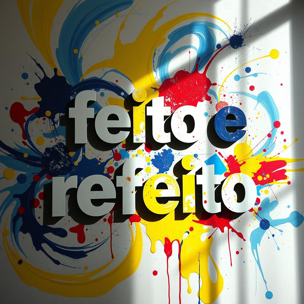 A creative representation of the words 'feito e refeito' showcased in a dynamic and artistic manner