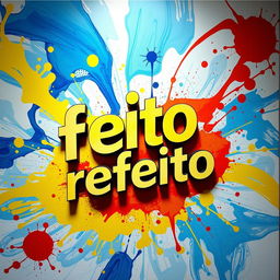 A creative representation of the words 'feito e refeito' showcased in a dynamic and artistic manner
