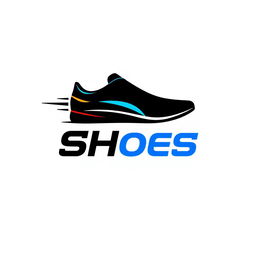 A modern and sleek logo design for a shoe brand, featuring a stylized shoe silhouette integrated with the brand name in a bold, contemporary font