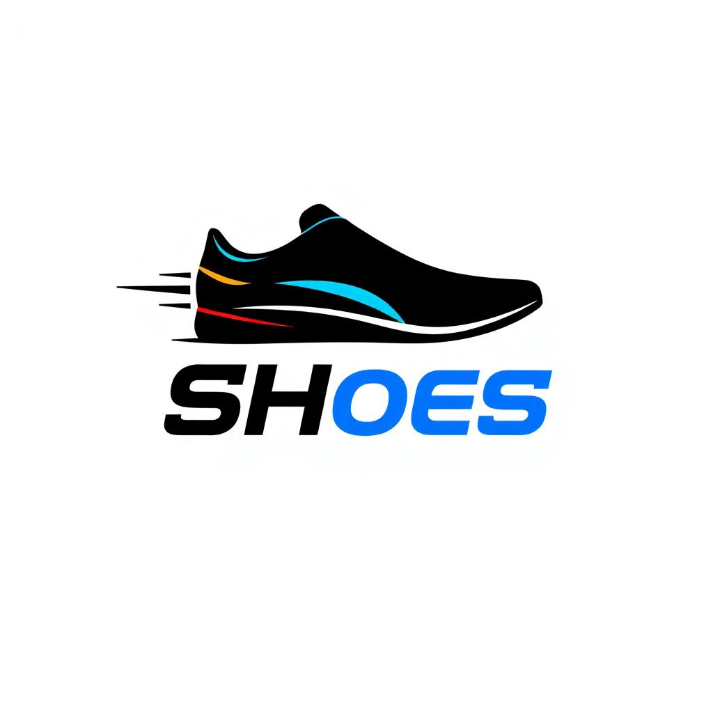 A modern and sleek logo design for a shoe brand, featuring a stylized shoe silhouette integrated with the brand name in a bold, contemporary font