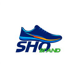A modern and sleek logo design for a shoe brand, featuring a stylized shoe silhouette integrated with the brand name in a bold, contemporary font