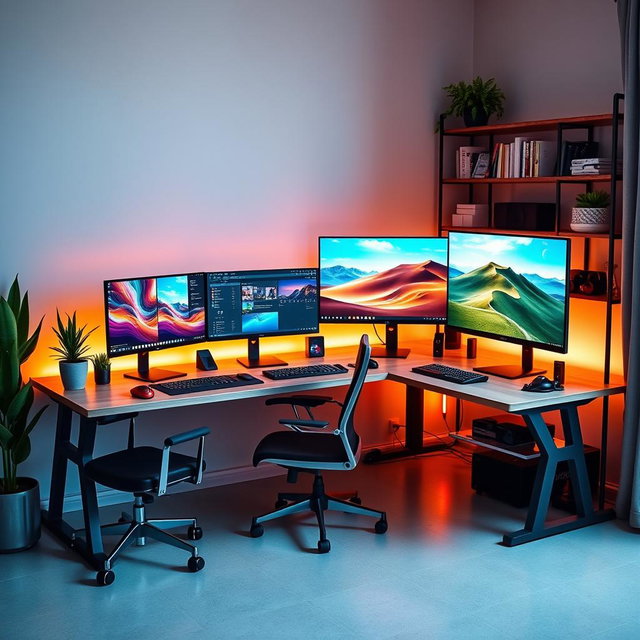 Sleek Modern Networking Computer Setup