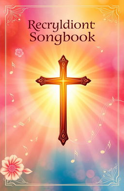 A beautifully designed A4-sized religious songbook cover featuring vibrant colors and inspirational religious motifs