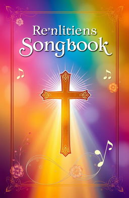 A beautifully designed A4-sized religious songbook cover featuring vibrant colors and inspirational religious motifs