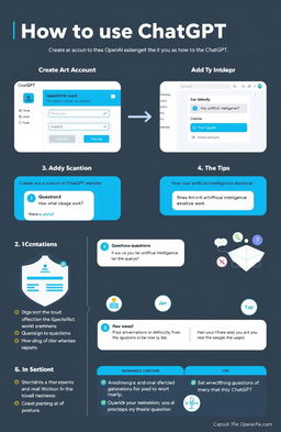 A step-by-step guide on how to use ChatGPT from scratch, illustrated with clear visuals