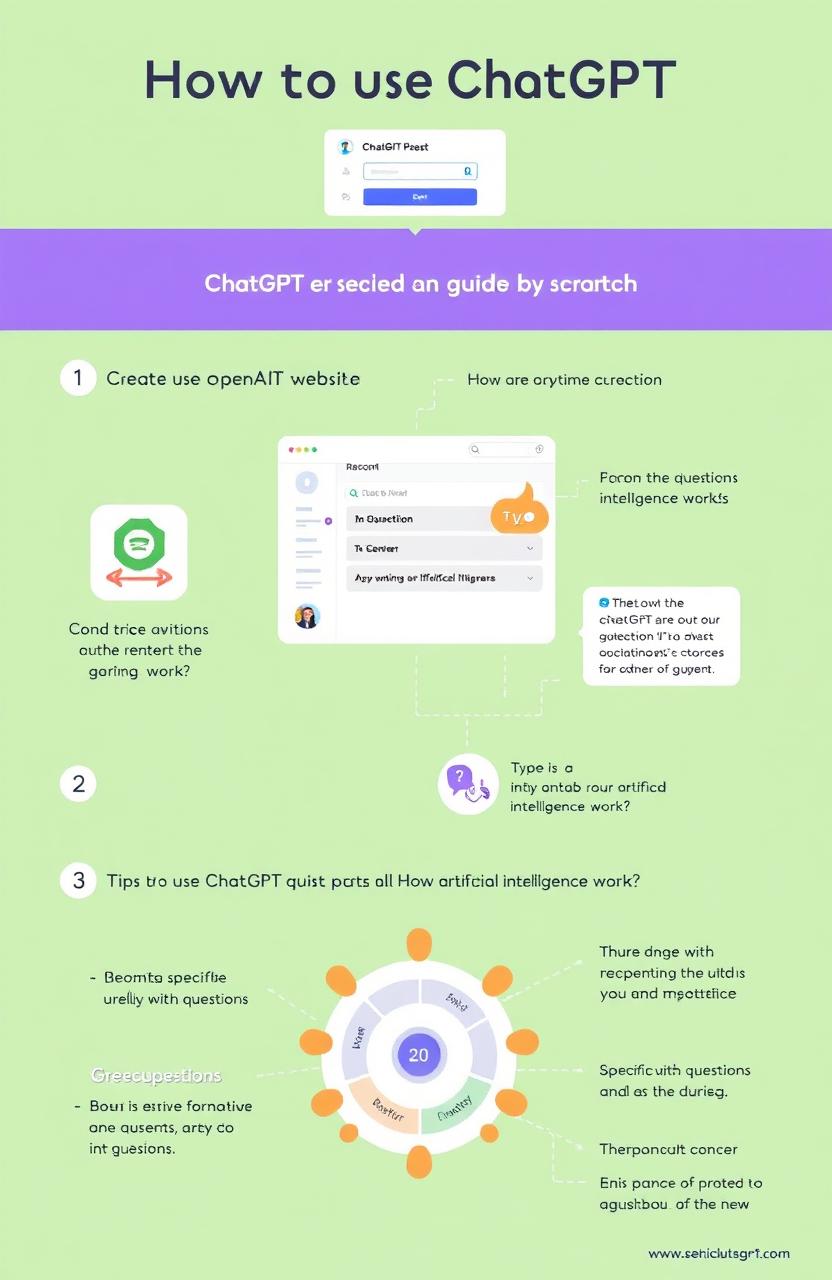 A step-by-step guide on how to use ChatGPT from scratch, illustrated with clear visuals