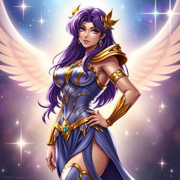 A beautiful depiction of Athena from Saint Seiya, characterized by a voluptuous figure that exudes confidence and allure