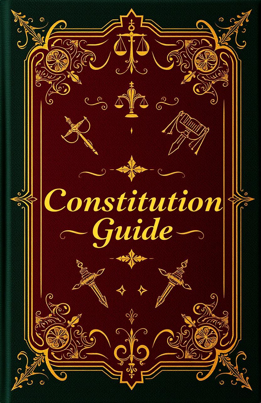 A beautifully designed Constitution guide featuring burgundy and dark green colors with elegant gold lining