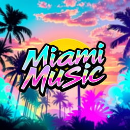 An artistic representation featuring the words 'Miami Music' prominently displayed in a vibrant and cool hip-hop font