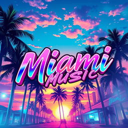 An artistic representation featuring the words 'Miami Music' prominently displayed in a vibrant and cool hip-hop font