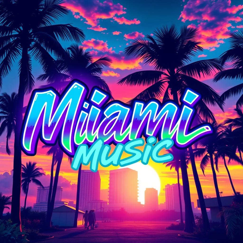 An artistic representation featuring the words 'Miami Music' prominently displayed in a vibrant and cool hip-hop font