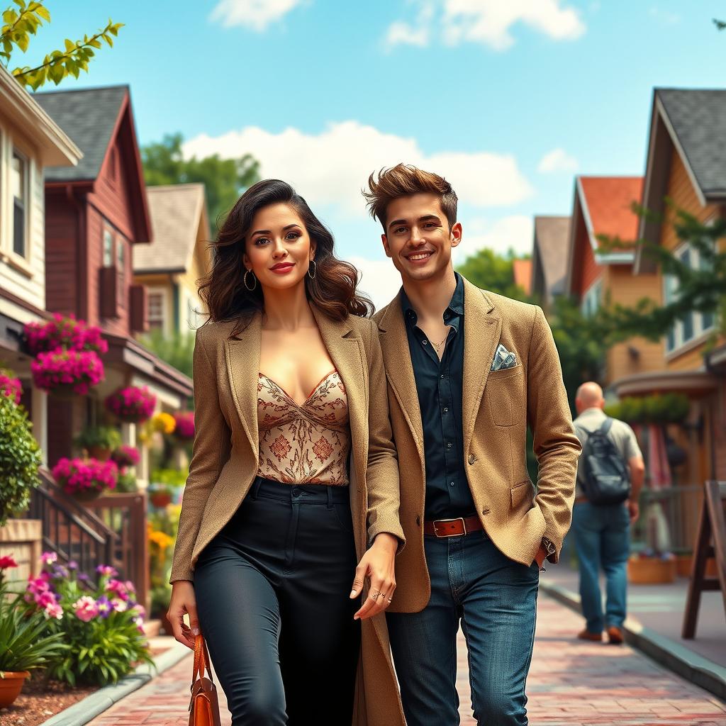Julia Verity, the most beautiful woman in the neighborhood, characterized by her full and stunning figure, always dressed in stylish and fashionable attire that reflects her elegance
