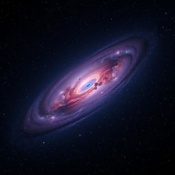 A breathtaking view of a dark galaxy filled with swirling cosmic dust and luminous stars