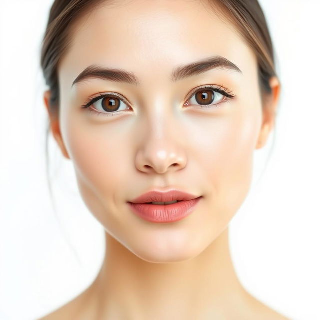 A professional portrait of a person with beautifully retouched skin, showcasing a flawless complexion