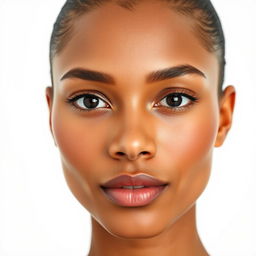A professional portrait of a person with beautifully retouched skin, showcasing a flawless complexion