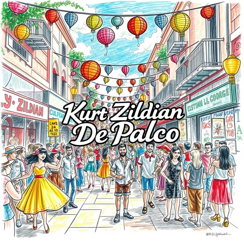 A beautifully detailed drawing featuring a dynamic and vibrant scene full of energy