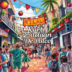 A beautifully detailed drawing featuring a dynamic and vibrant scene full of energy