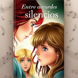 A book cover for a novel titled 'Entre acordes y silencios'