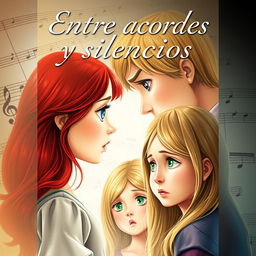 A book cover for a novel titled 'Entre acordes y silencios'