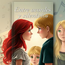 A book cover for a novel titled 'Entre acordes y silencios'