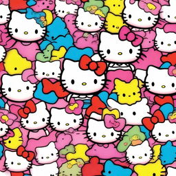 A high-quality, vibrant photo featuring multiple Hello Kitty characters