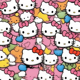 A high-quality, vibrant photo featuring multiple Hello Kitty characters