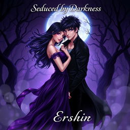 A captivating anime-style book cover for the story "Seduced by Darkness" by Ersshin
