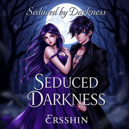 A captivating anime-style book cover for the story "Seduced by Darkness" by Ersshin