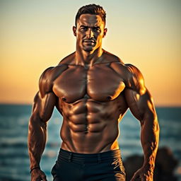 A muscular man standing confidently, showcasing his athletic physique