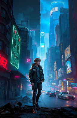 A digital art representation of a decaying cyberpunk city juxtaposed against a vibrant, rich cyberpunk city