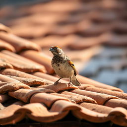 A beautiful sparrow perched on a traditional clay house