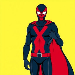 An illustration of Red X featuring several specified alterations: changing the black sections of the costume to dark navy blue