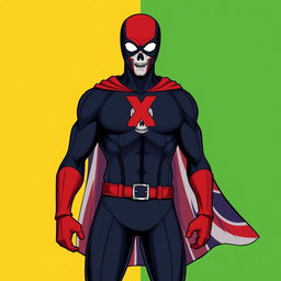 An illustration of Red X featuring several specified alterations: changing the black sections of the costume to dark navy blue