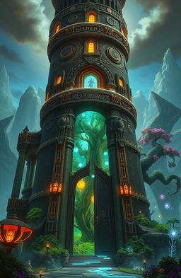 A magnificent and towering structure that looks like a massive castle, spiraling upwards into the clouds