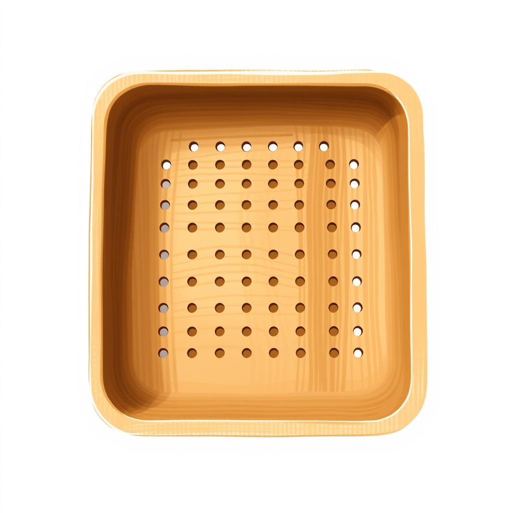A beautifully designed wooden rectangular strainer with a smooth finish, showcasing the natural grain of the wood