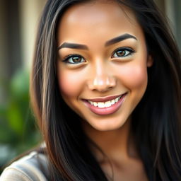 A close-up portrait of a beautiful young woman with a cleft lip and palate, showcasing her unique facial features in a positive light