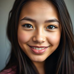 A close-up portrait of a beautiful young woman with a cleft lip and palate, showcasing her unique facial features in a positive light