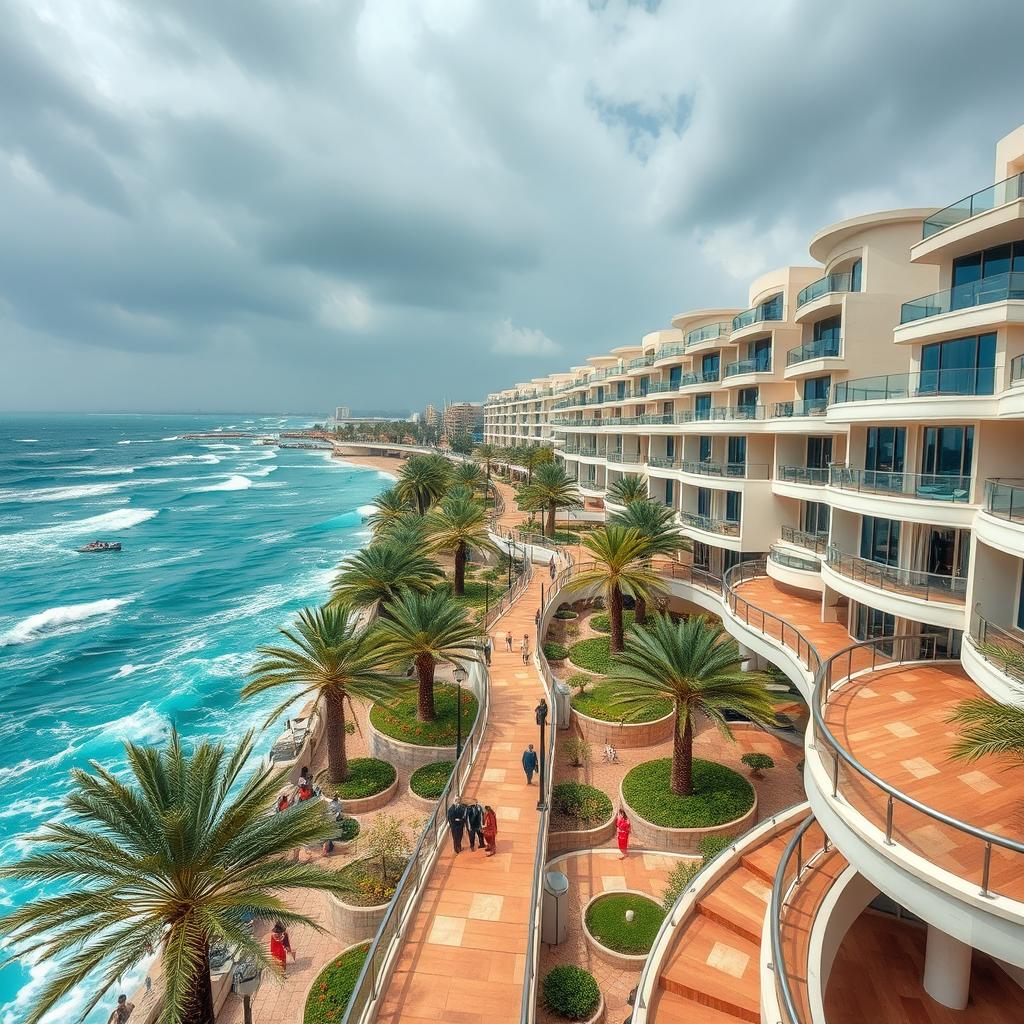 A bustling city located on a picturesque island with 122 unique architectural units designed to withstand a rainy and wet climate
