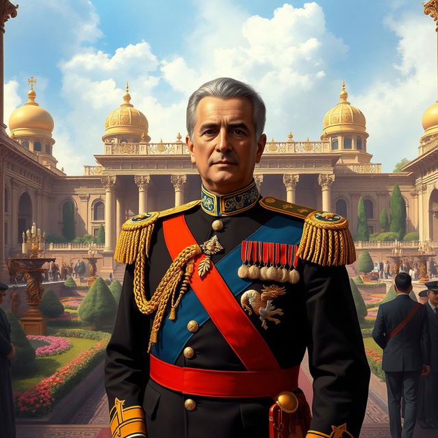 A historical depiction of the Shah of Iran during the Pahlavi dynasty