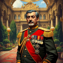 A historical depiction of the Shah of Iran during the Pahlavi dynasty