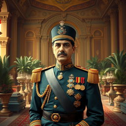 A historical depiction of the Shah of Iran during the Pahlavi dynasty