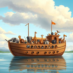 An illustration of Noah's Ark filled with a variety of animals