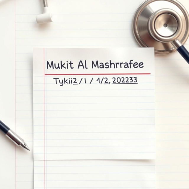 An artistic representation of a medical prescription for typhoid fever, featuring the patient's name 'Mukit Al Mashrafee' prominently displayed at the top
