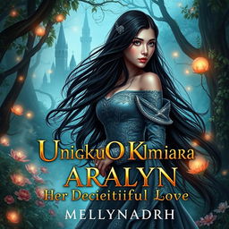 A fantasy book cover design for 'Ungku Elmira Aralyn: Her Deceitful Love' by Mellynadrh