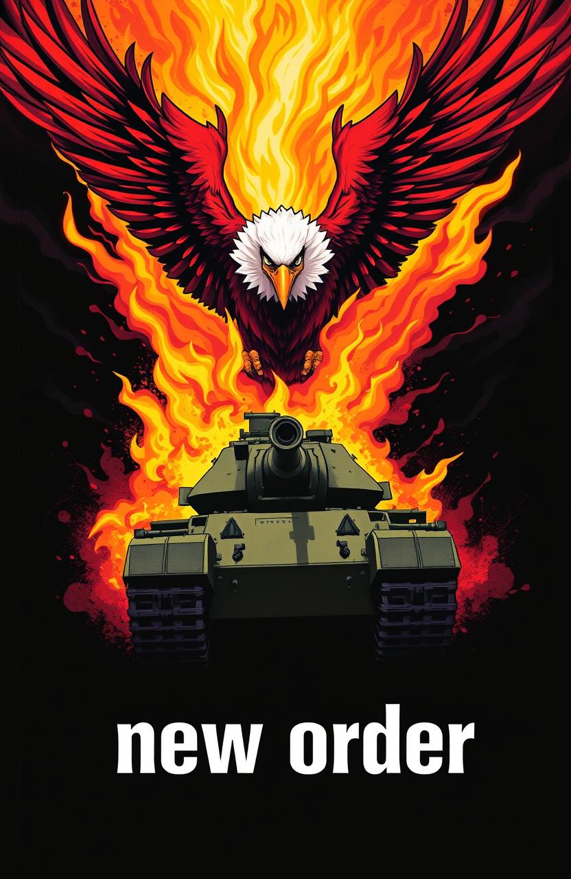 A dynamic and powerful cover illustration featuring vibrant flames and fire, from which the majestic form of an eagle emerges