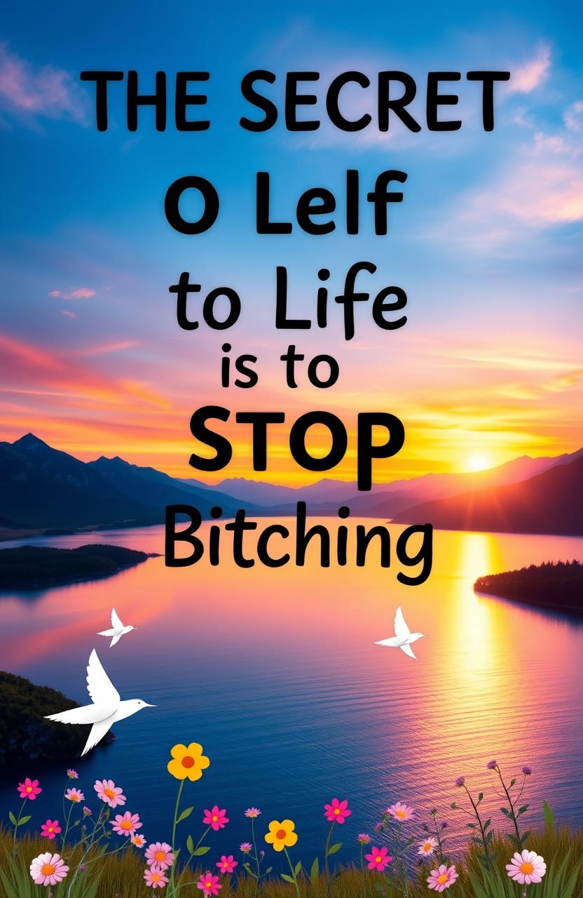 A motivational poster showcasing the phrase "The Secret to Life is to Stop Bitching" in bold, inspiring typography
